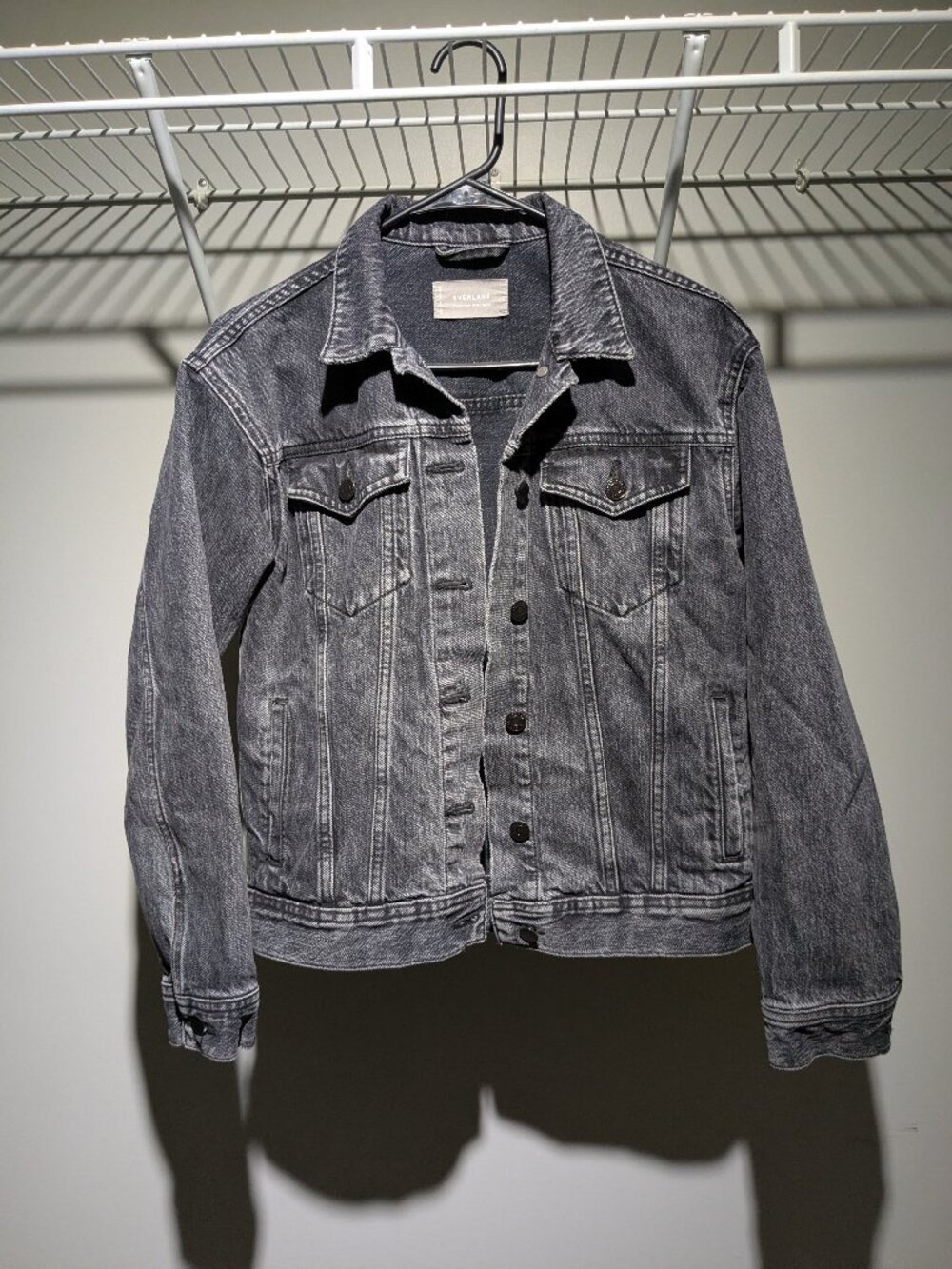 Everlane The Modern Denim Jacket Womens XS Gray Black Minimalist 90s Trucker